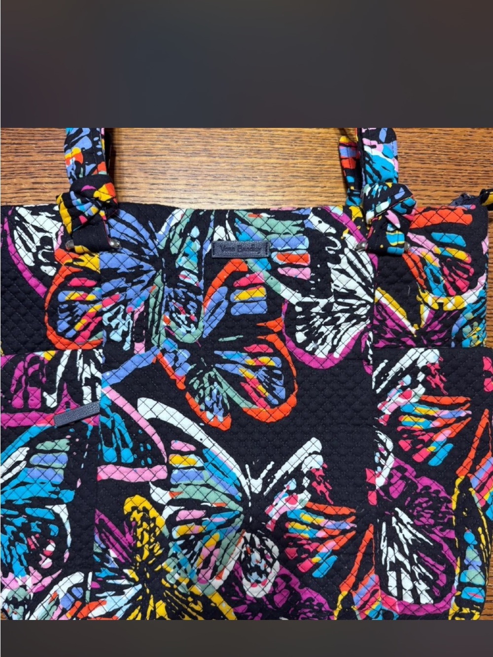 New Vera Bradley Butterfly Print tote - Black with Multicolor Accents